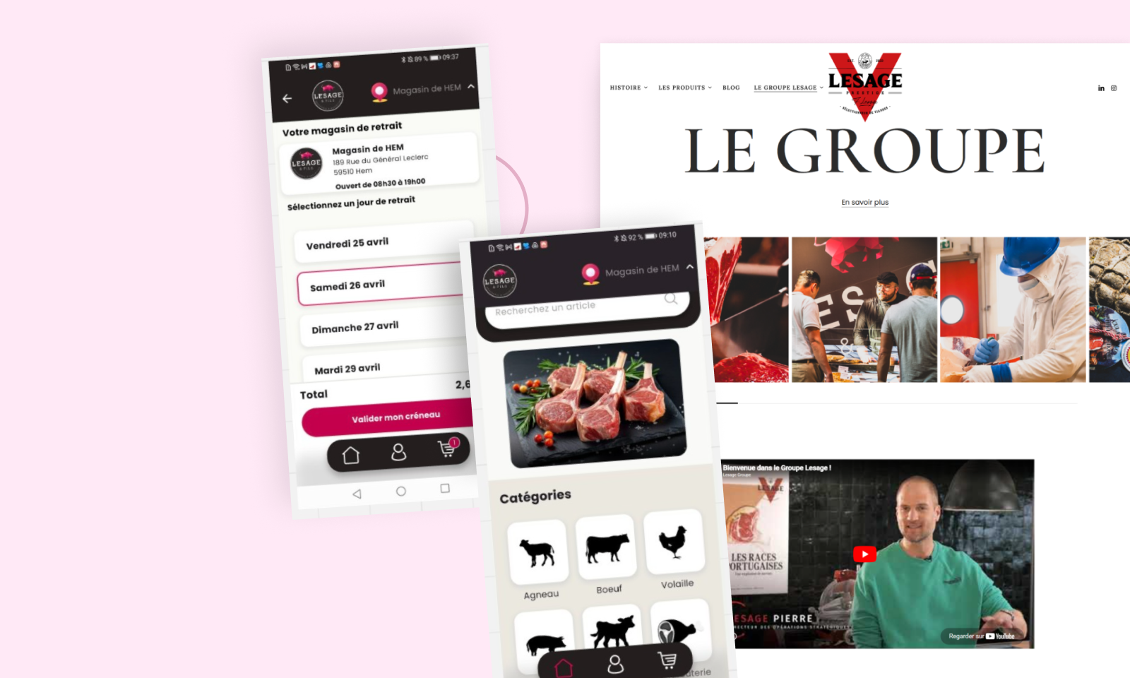 Application Click & Collect et site web boucherie — présentation complète des deux interfaces