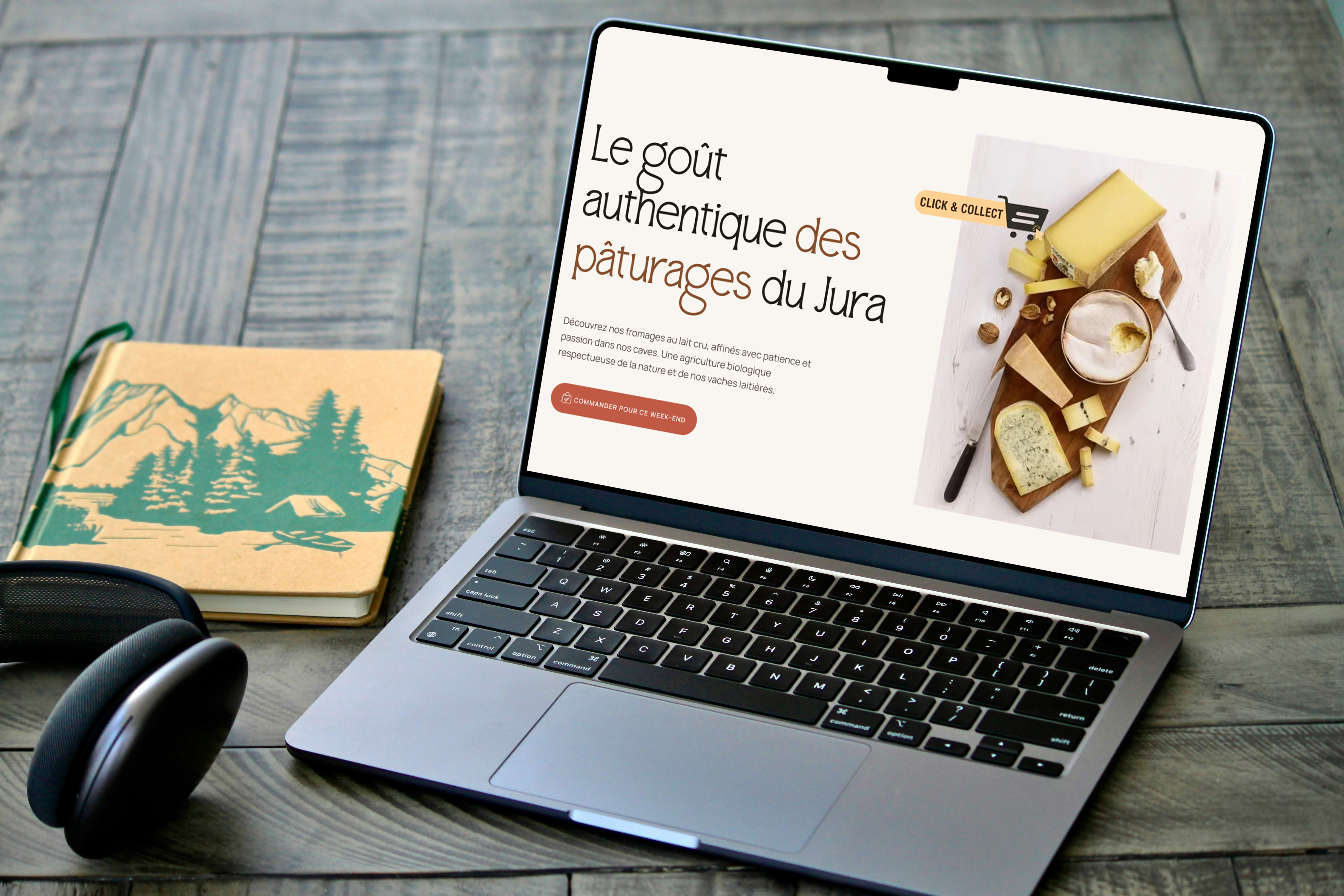 Boutique Click & Collect Fromagerie Jura — page d'accueil livrée sur MacBook
