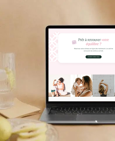 Site ostéopathe — section détail en mockup, contexte avant la digitalisation