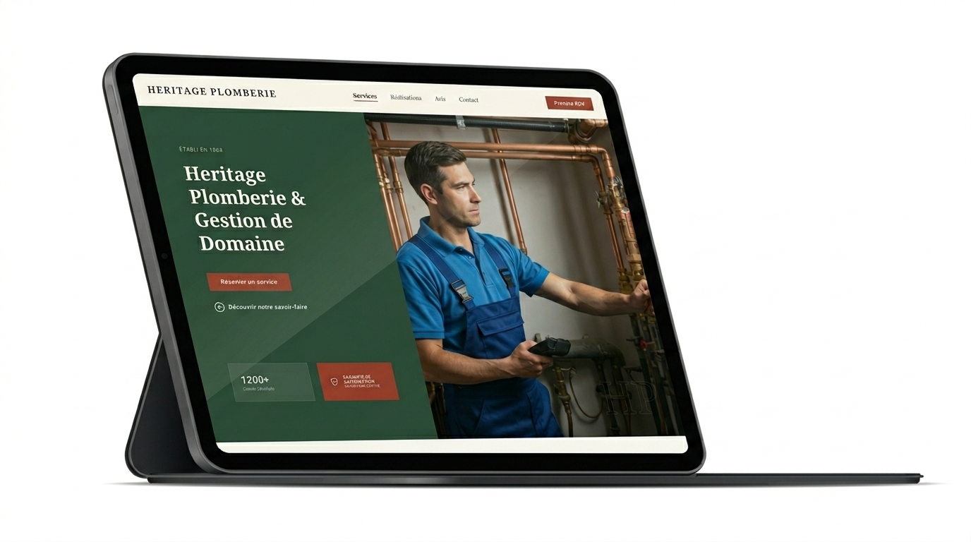 Landing page plombier Marc — certifications RGE et Qualibat visibles dès la page d'accueil