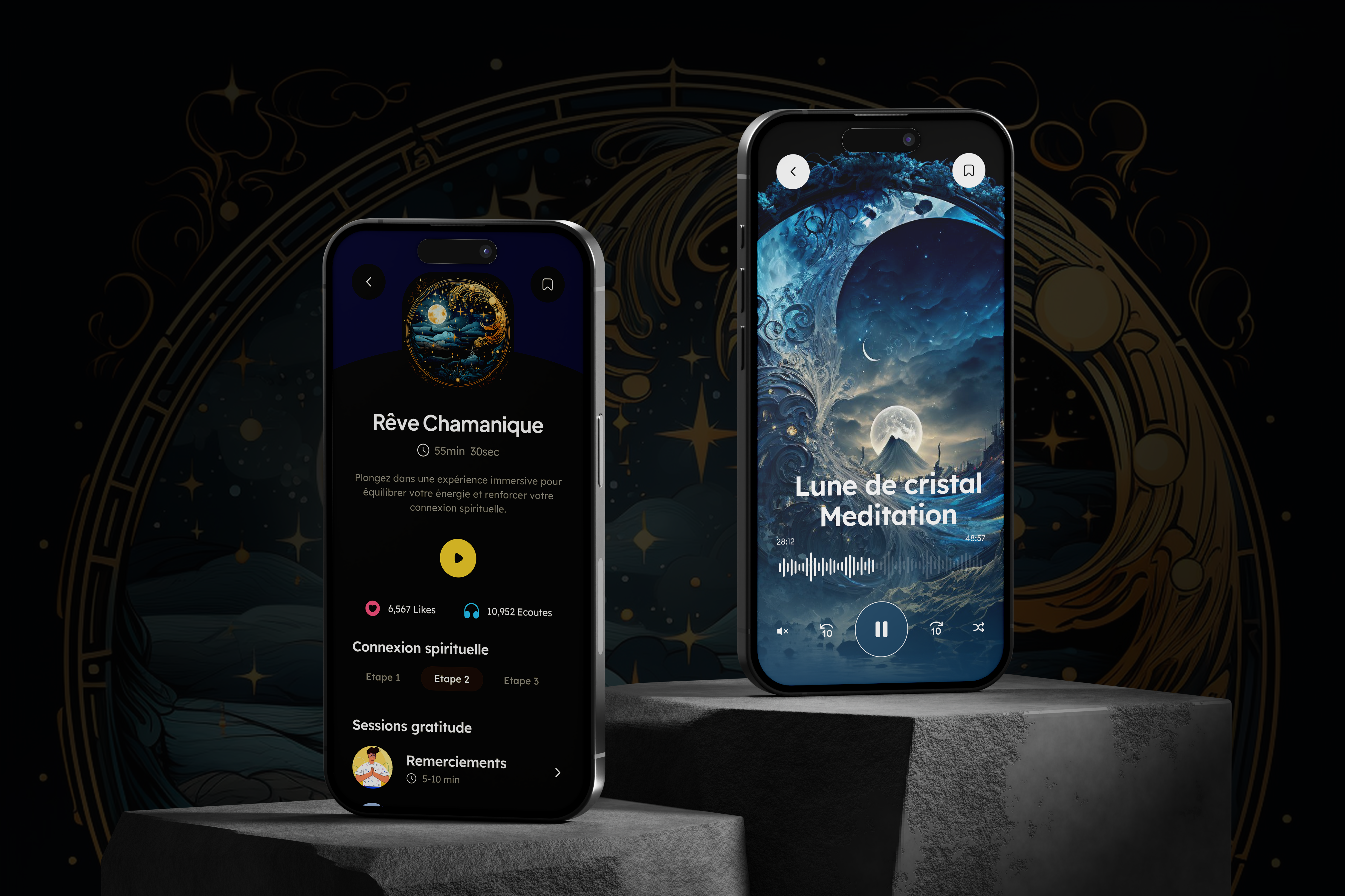 Application de méditation Médita — dashboard bien-être et module de routines