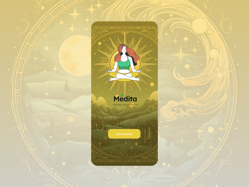Application de méditation Médita — écrans animés de l'interface bien-être